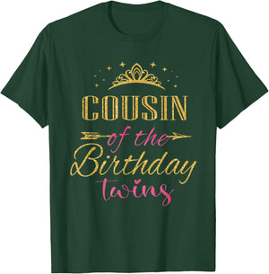 Cousin Of The Birthday Twins Kids Party T-Shirt - T-Shirt | Forest