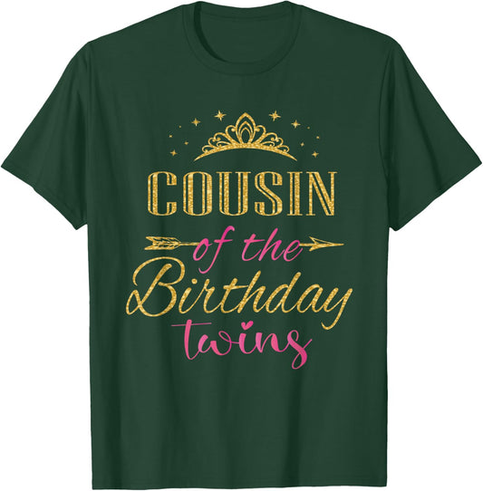 Cousin Of The Birthday Twins Kids Party T-Shirt - T-Shirt | Forest