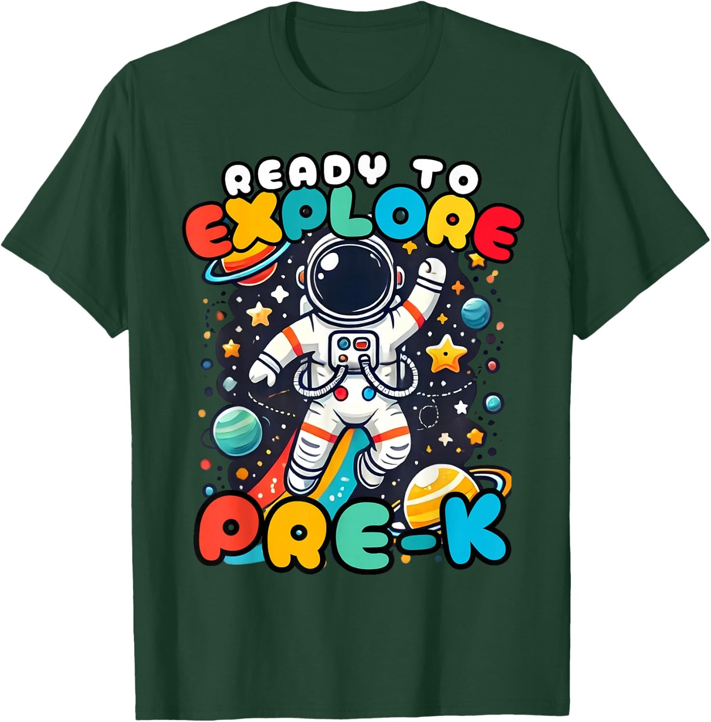 Ready to Explore Pre-K Astronaut First Day School Boys Kids T-Shirt - T-Shirt | Forest