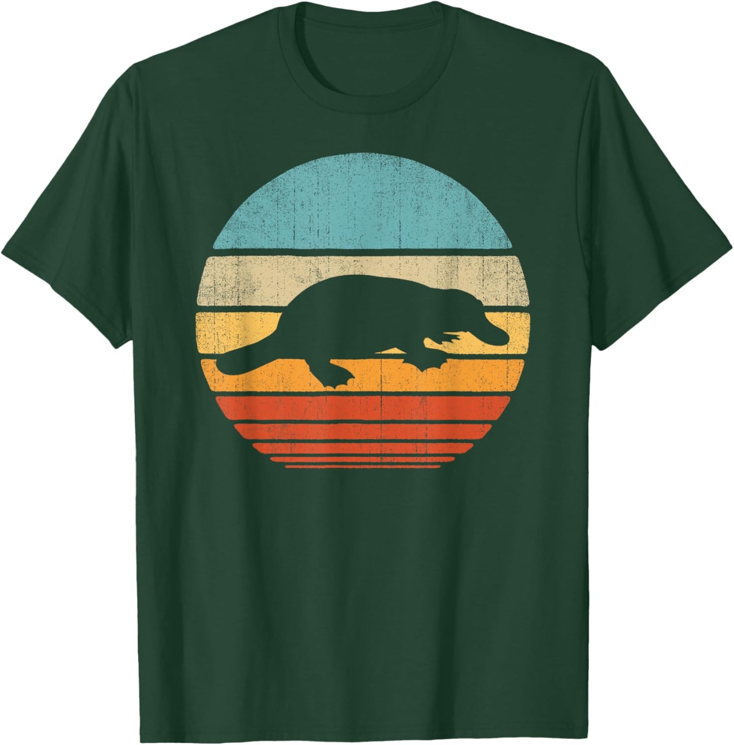 Platypus Retro Vintage 60s 70s Sunset Mammal Animal Lovers T-Shirt - T-Shirt | Forest