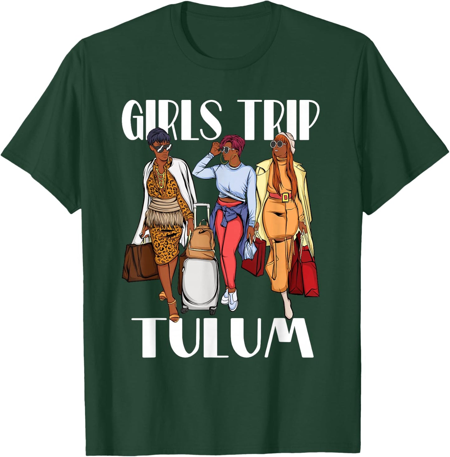 Girls Trip Tulum Mexico Vacation Weekend Black Women T-Shirt - T-Shirt | Forest