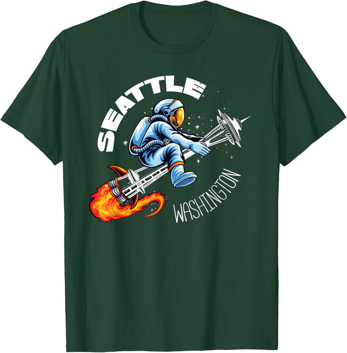 Retro Seattle Washington Astronaut Space Needle Souvenir T-Shirt - T-Shirt | Forest