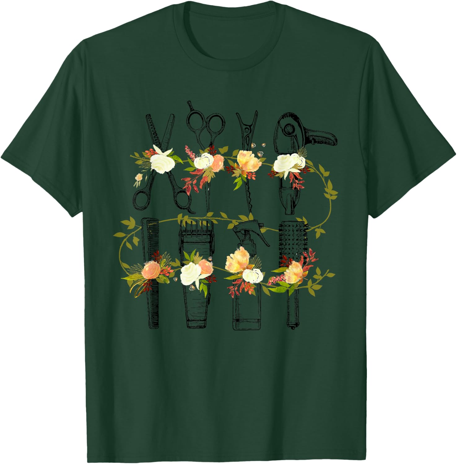 Funny Hair Stylist Tools Gift Hairdresser Women Barber Shop T-Shirt - T-Shirt | Forest
