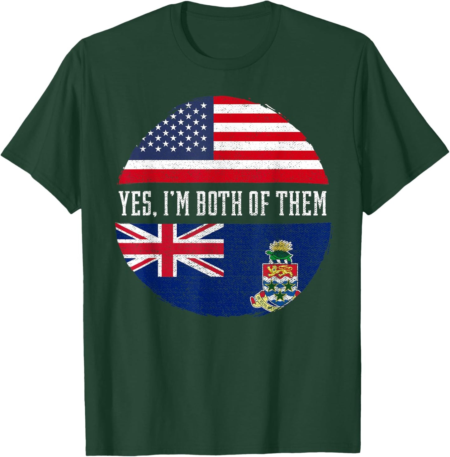 Half American Half Caymanian USA Flag Cayman Islands T-Shirt - T-Shirt | Forest