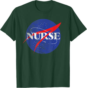 Nurse Astronaut Distressed Retro for Outer Space Nursing T-Shirt - T-Shirt | Forest