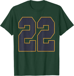 #22 Outline Number 22 Fan Varsity Sports Team Red Jersey T-Shirt - T-Shirt | Forest