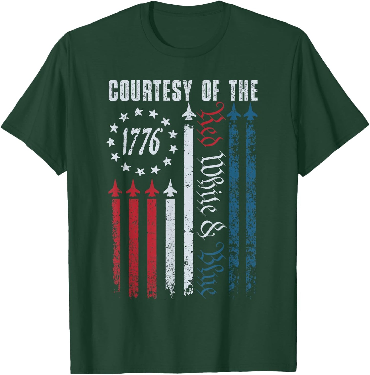 Vintage America USA Flag Courtesy Of The Red White And Blue T-Shirt - T-Shirt | Forest
