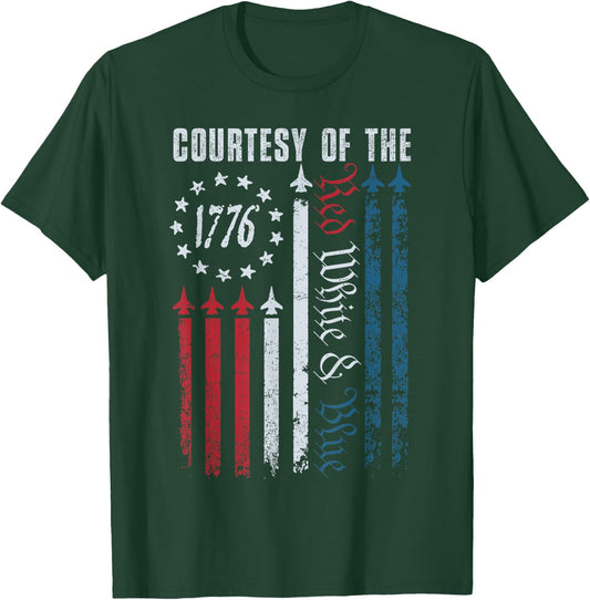 Vintage America USA Flag Courtesy Of The Red White And Blue T-Shirt - T-Shirt | Forest