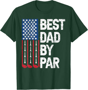 Golf Best Dad by Par Golfer Daddy American Flag Father's Day T-Shirt - T-Shirt | Forest