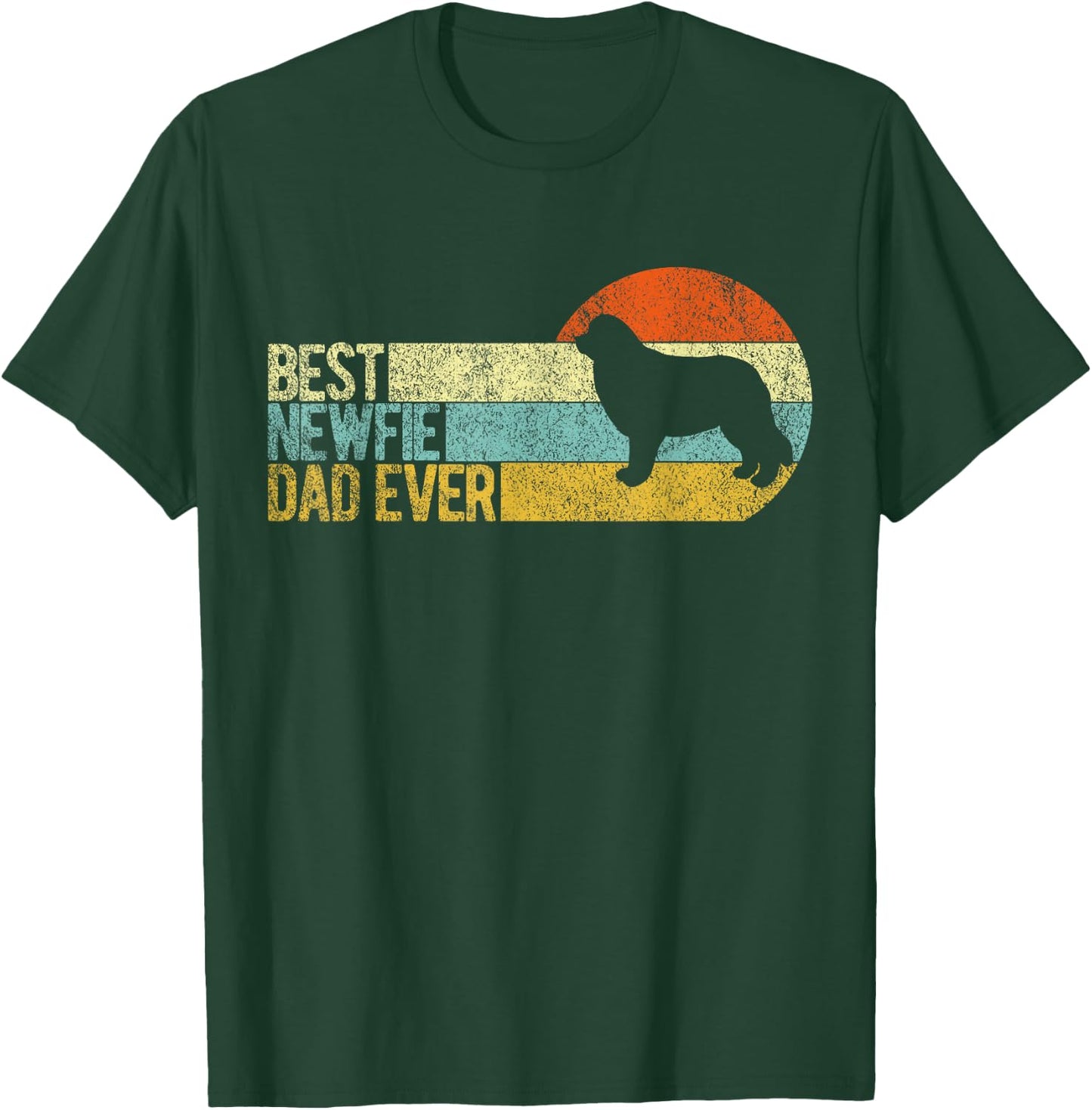 Best Newfie Dad Ever Newfoundland Dog Newfie Owner Retro T-Shirt - T-Shirt | Forest