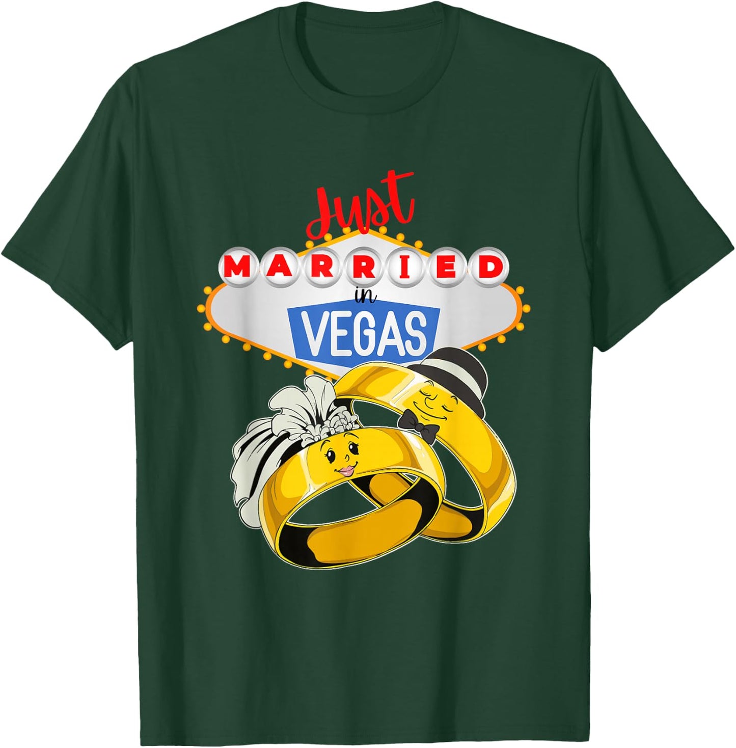 Just Married in VEGAS! Las Vegas wedding BRIDE GROOM T-Shirt - T-Shirt | Forest