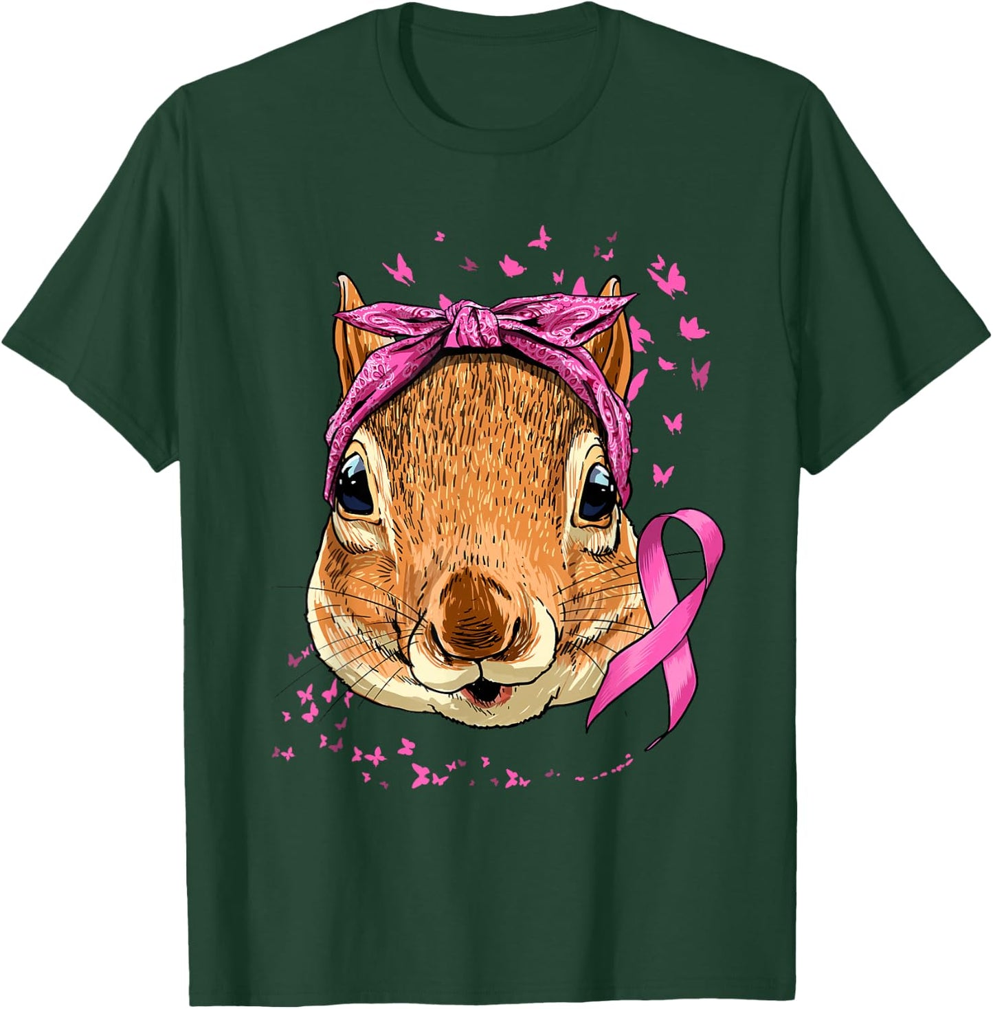 Breast Cancer Awareness Squirrel Pink Ribbon Cancer Survivor T-Shirt - T-Shirt | Forest