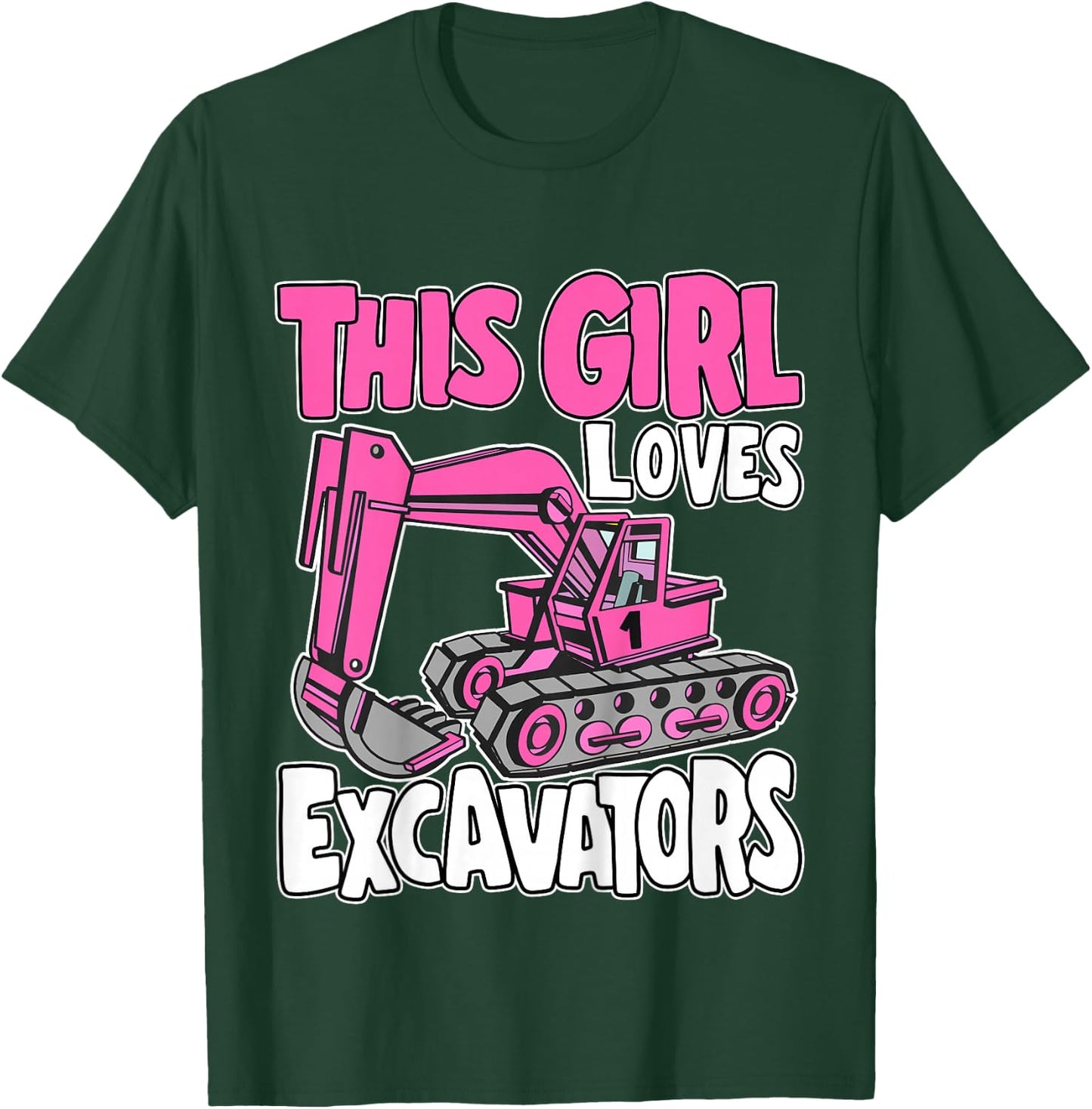 Kids Toddler Construction Digger Kids This Girl Loves Excavators T-Shirt - T-Shirt | Forest