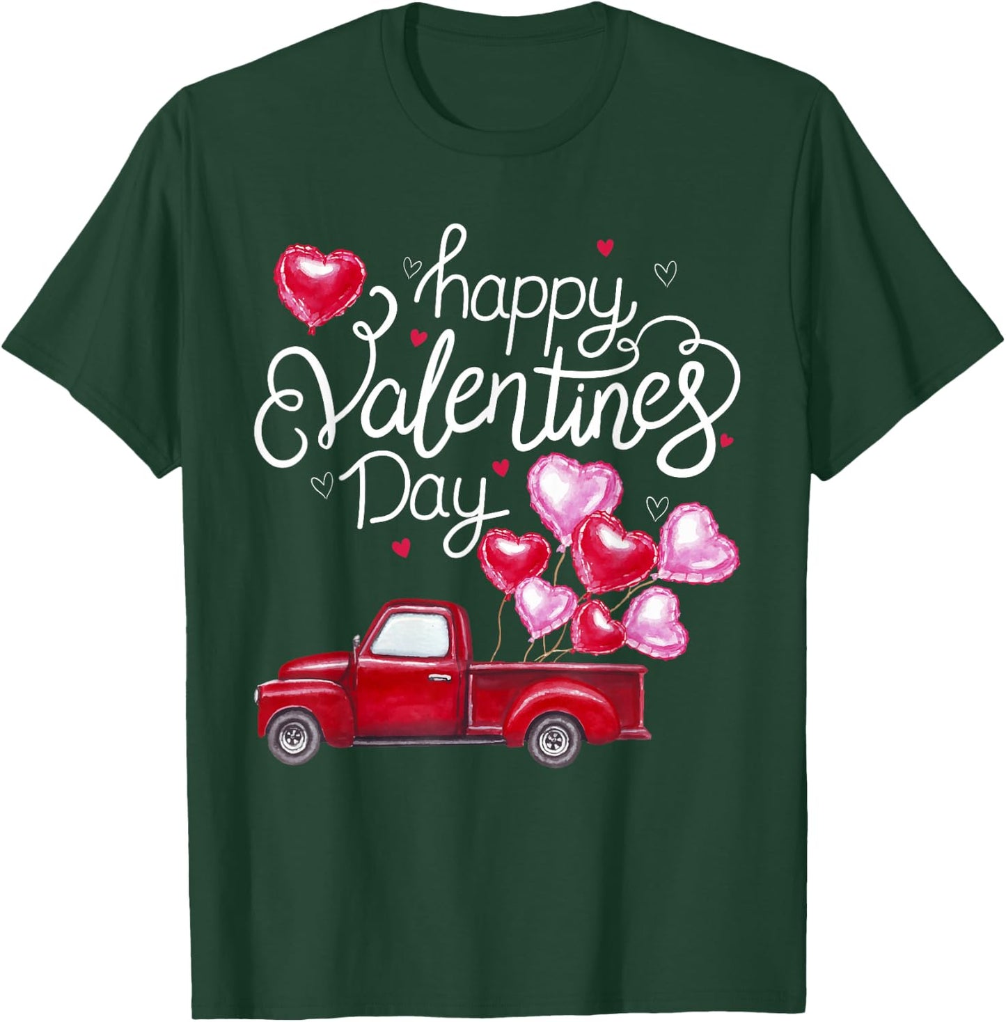 Red Truck With Hearts Happy Valentine's Day Gifts T-Shirt - T-Shirt | Forest