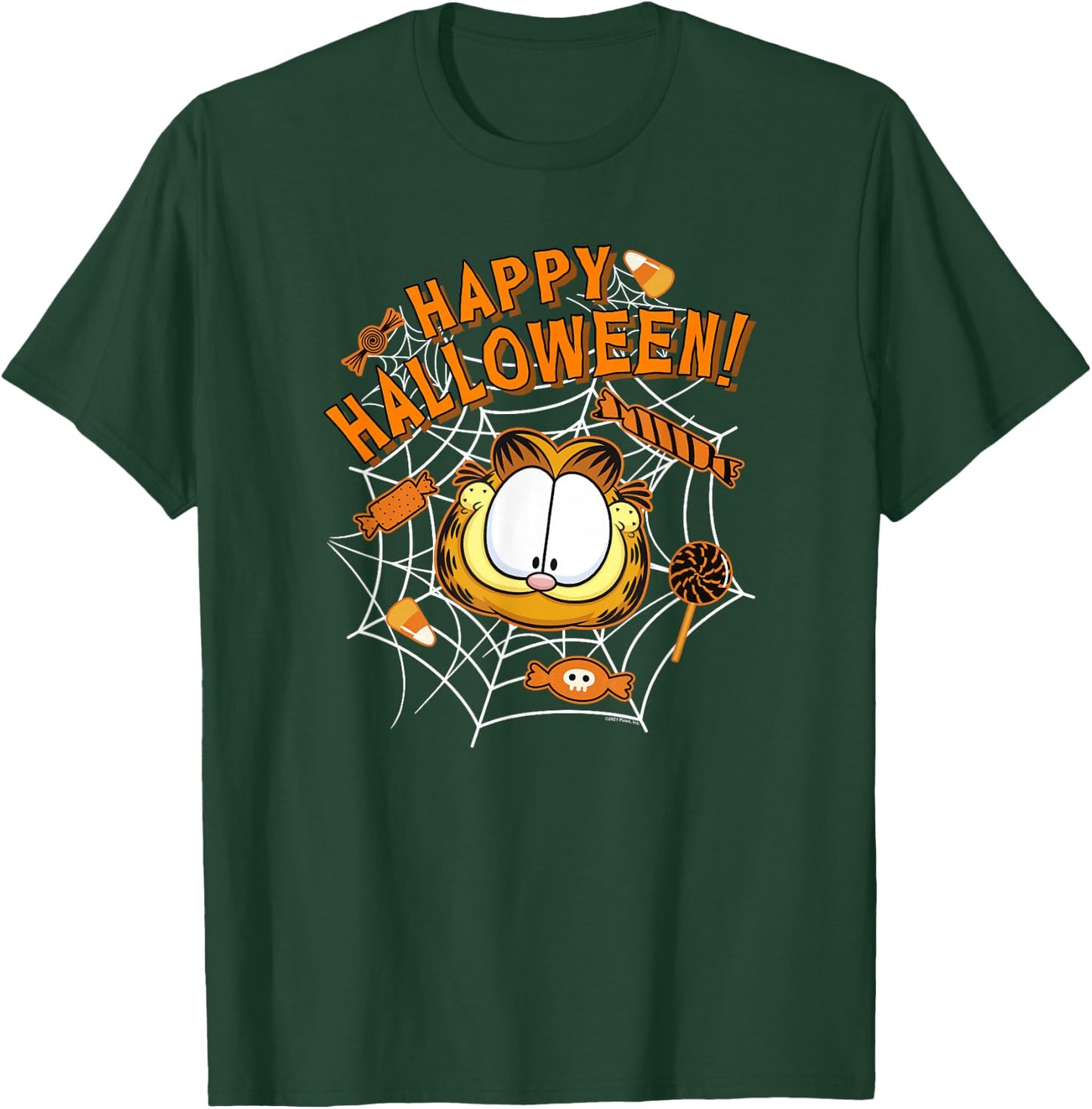 Garfield Halloween Spiderweb Candy Garfield Big Face T-Shirt - T-Shirt | Forest