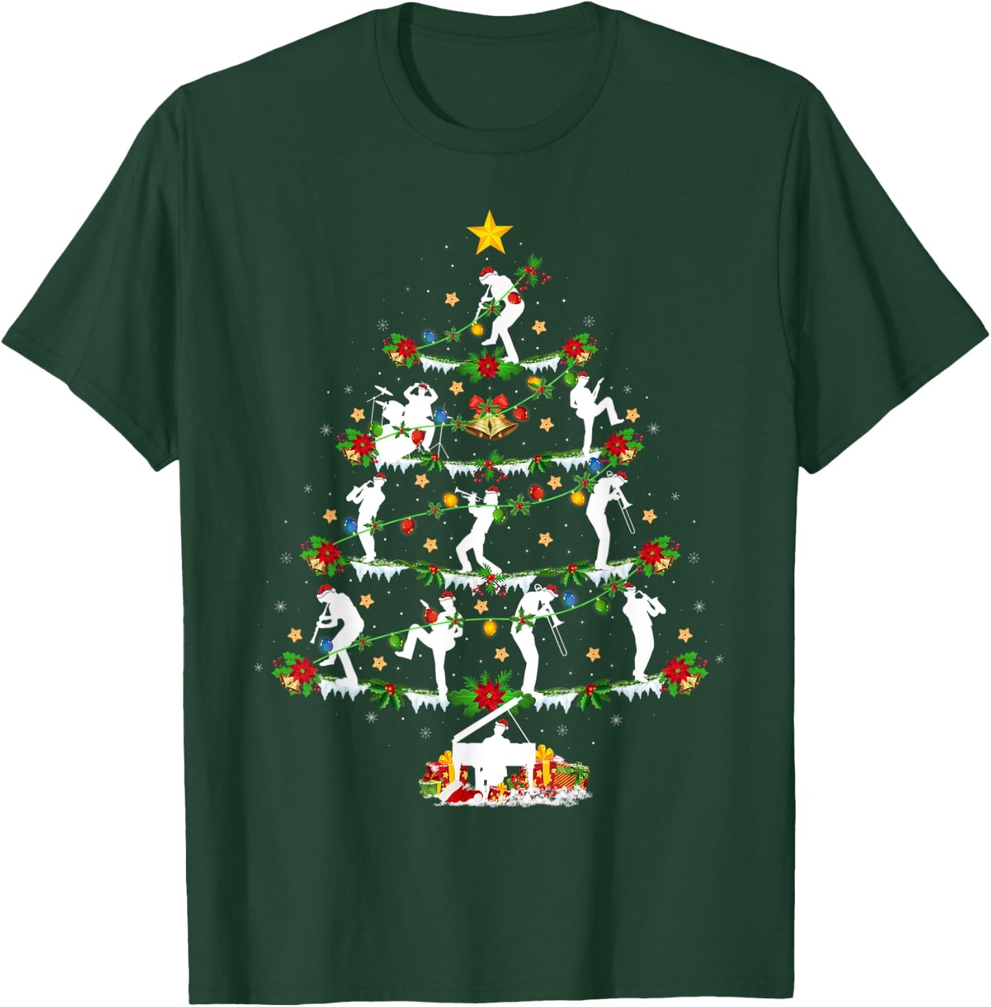 Marching Band Lover Lighting Marching Band Christmas Tree T-Shirt - T-Shirt | Forest