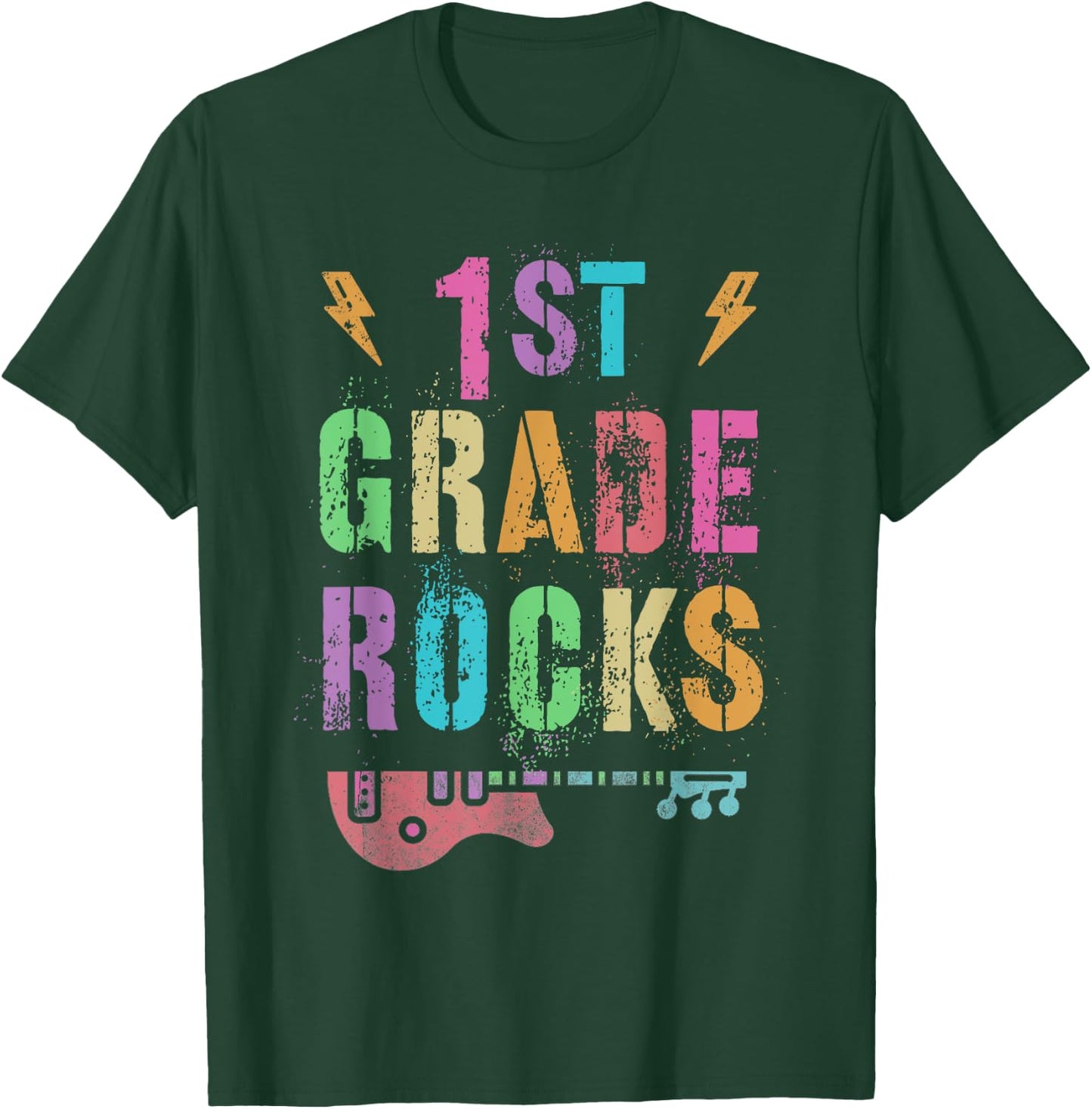 Hello 1st GRADE ROCKS Teacher FIRST Grader Little Rockstar Men Women Girls Kids T-Shirt - T-Shirt | Forest