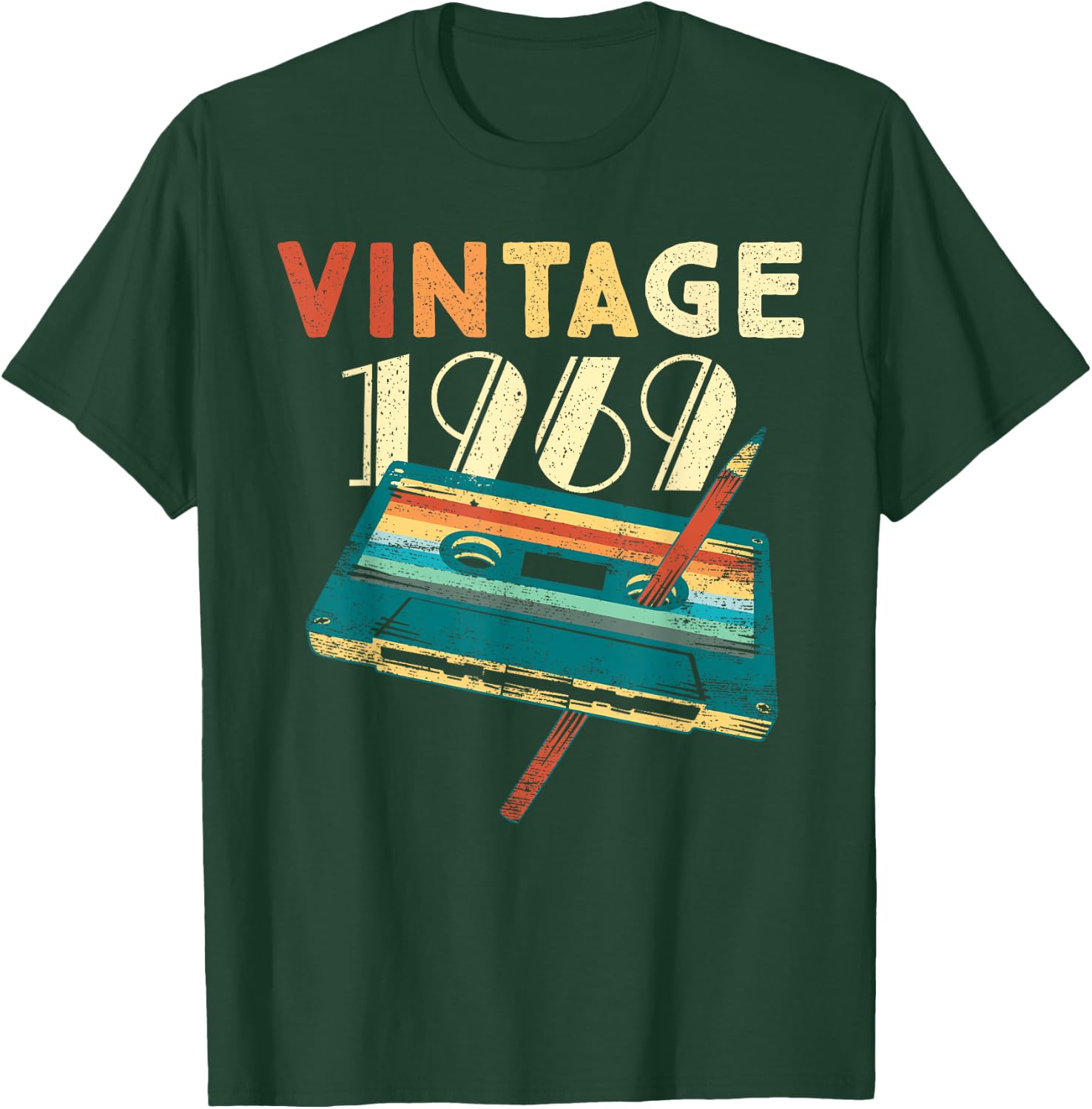 Vintage 1969 Music Cassette 56th Birthday Gifts 56 Years Old T-Shirt - T-Shirt | Forest