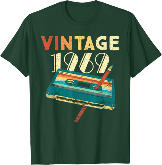 Vintage 1969 Music Cassette 56th Birthday Gifts 56 Years Old T-Shirt - T-Shirt | Forest
