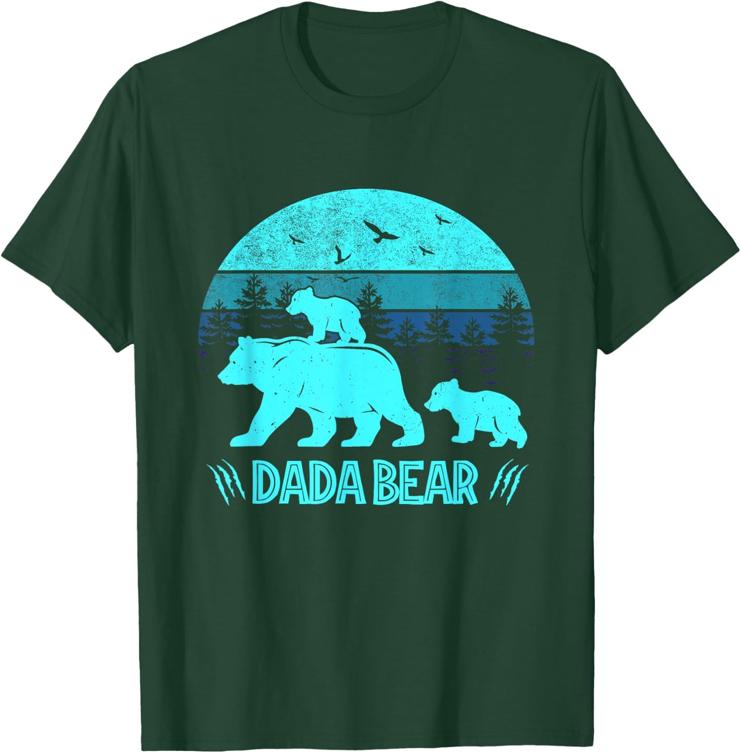 Dada Bear 2 Cubs Daddy of Twin Family Matching Father's Day T-Shirt - T-Shirt | Forest