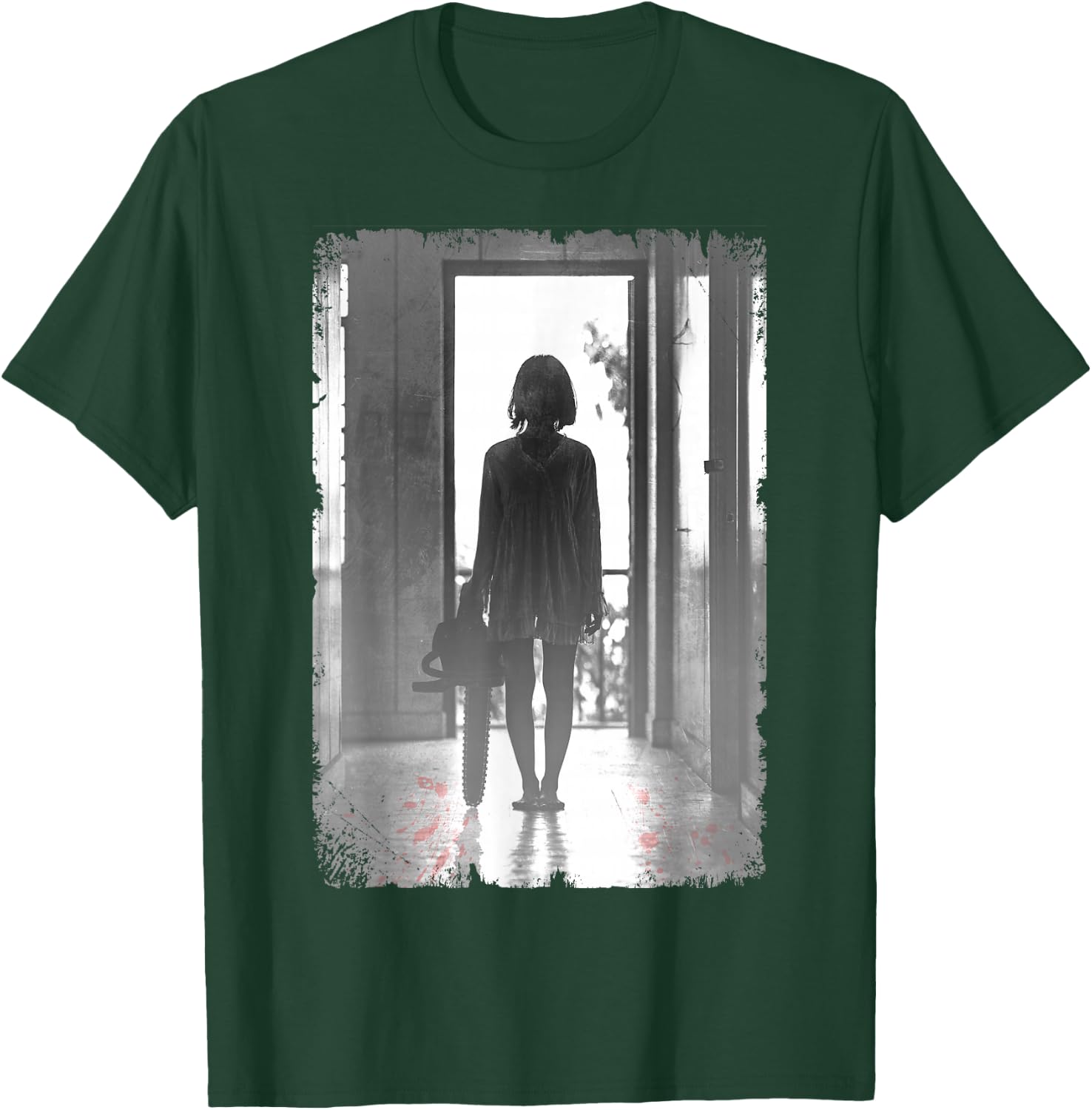 Creepy Chainsaw Girl Horror Dark Art T-Shirt - T-Shirt | Forest