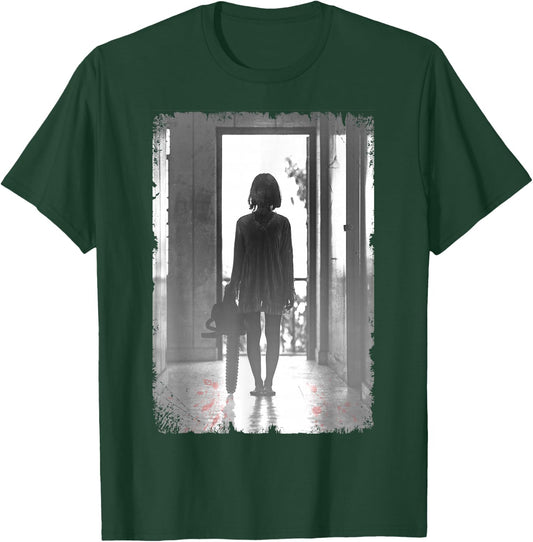Creepy Chainsaw Girl Horror Dark Art T-Shirt - T-Shirt | Forest