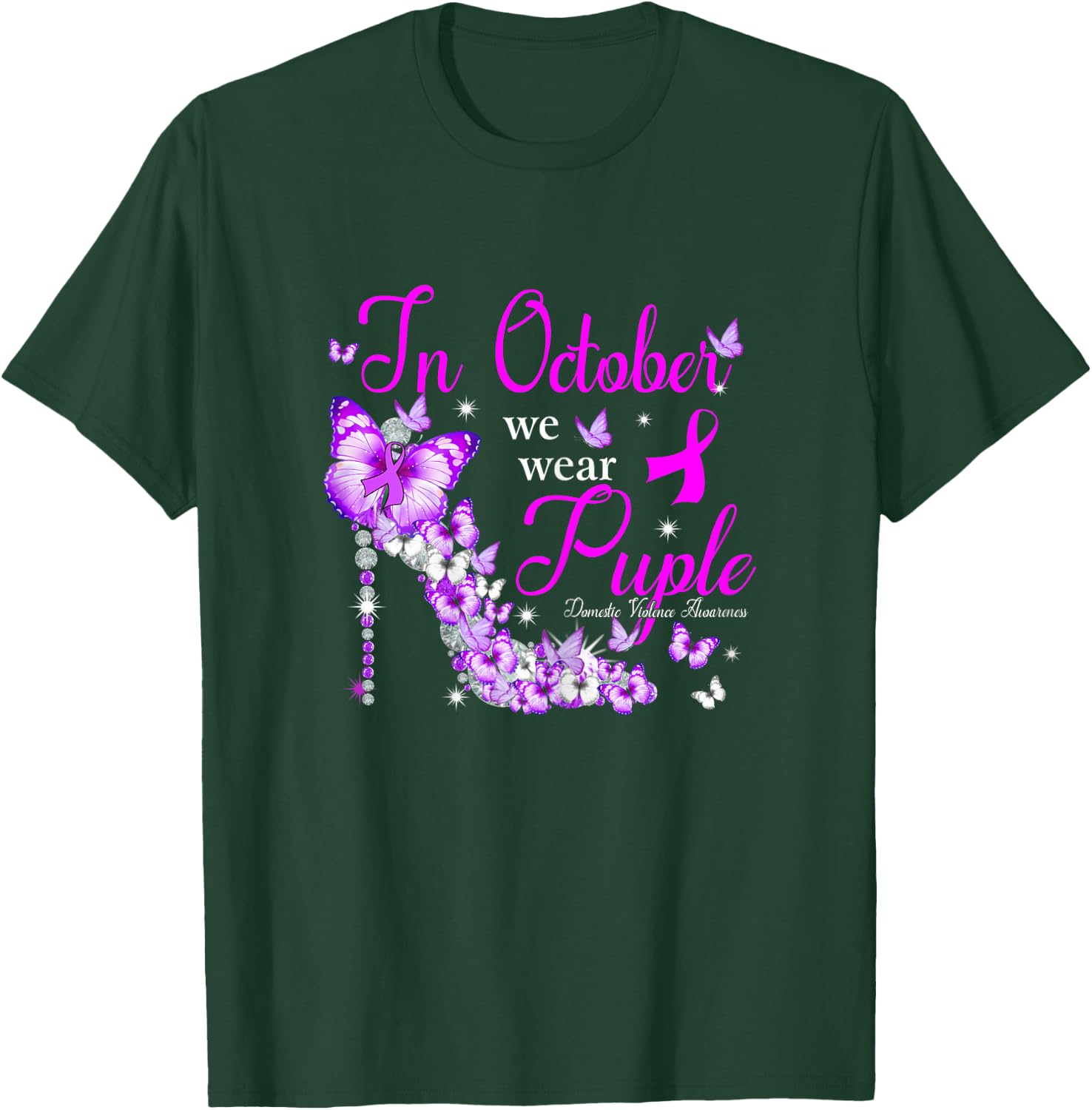 In October We Wear Purple Domestic Violence Awareness T-Shirt - T-Shirt | Forest