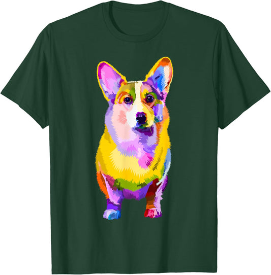 Pem Welsh Corgi Colorful Pop Art Portrait for Dog Lovers T-Shirt - T-Shirt | Forest
