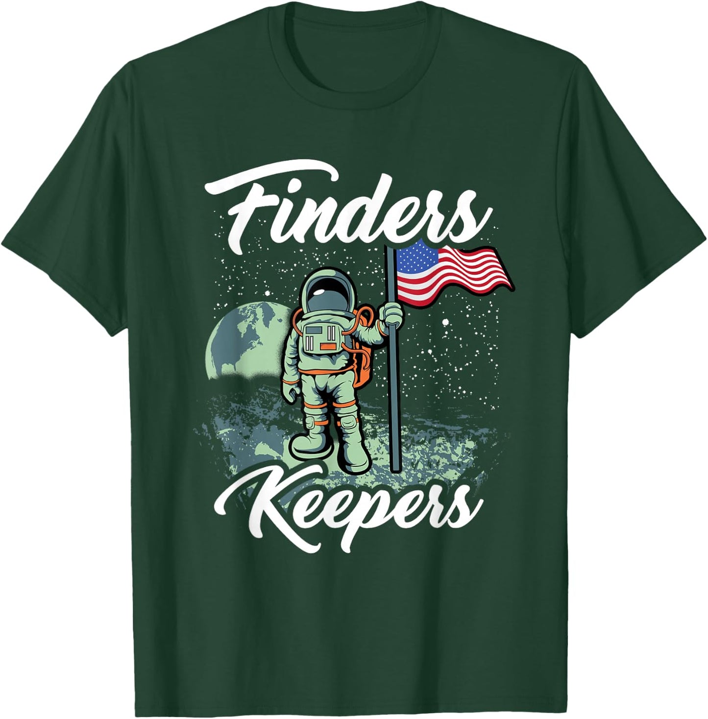 Finders Keepers USA Astronaut Moon Gift T-Shirt - T-Shirt | Forest