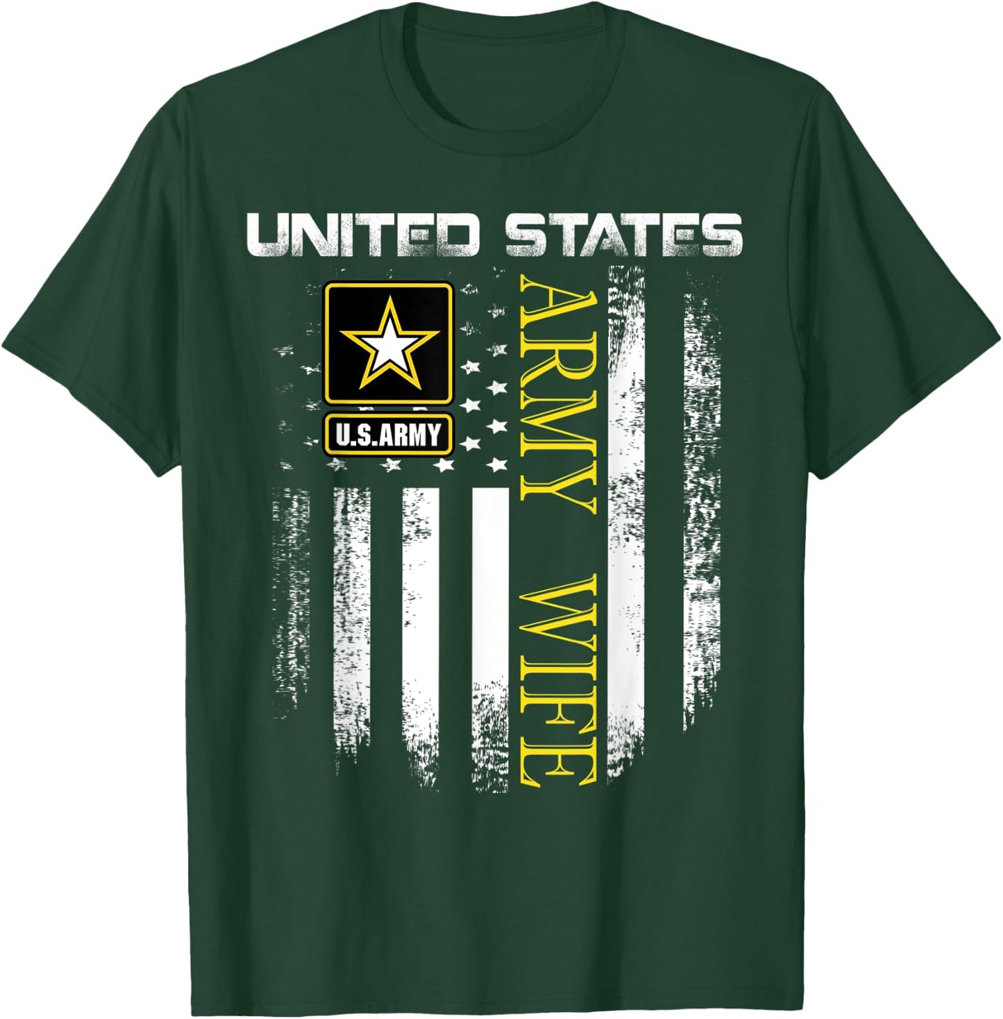 Vintage United States Army Wife With American Flag Gift Kids Men T-Shirt - T-Shirt | Forest