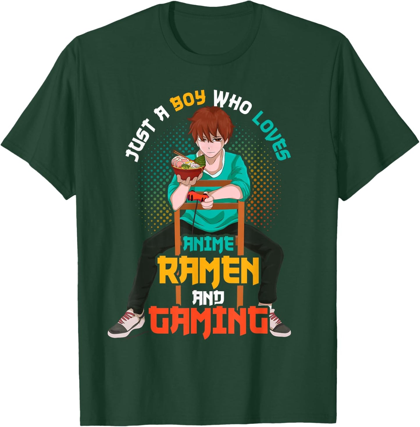 Gamer Ramen Noodles Gaming Japanese Manga Boys Anime T-Shirt - T-Shirt | Forest