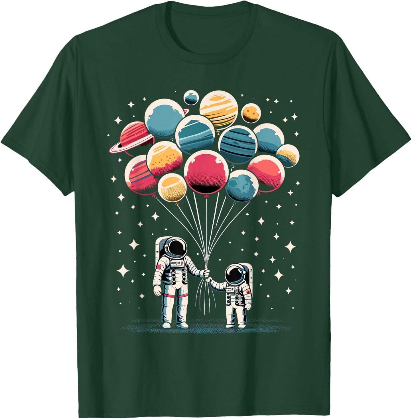 Astronaut Spaceman Retro Space Solar System Astronomy T-Shirt - T-Shirt | Forest