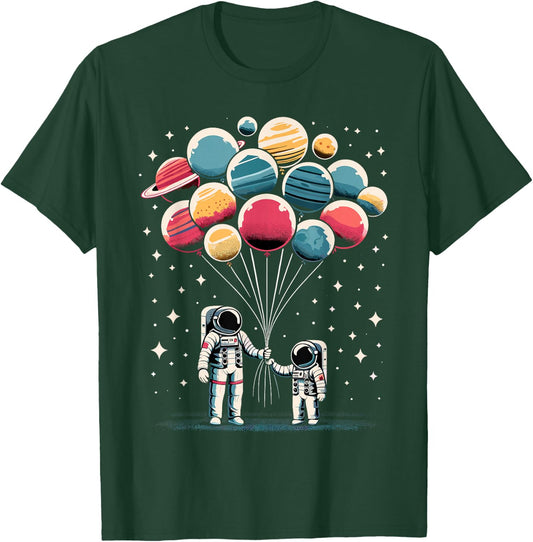 Astronaut Spaceman Retro Space Solar System Astronomy T-Shirt - T-Shirt | Forest