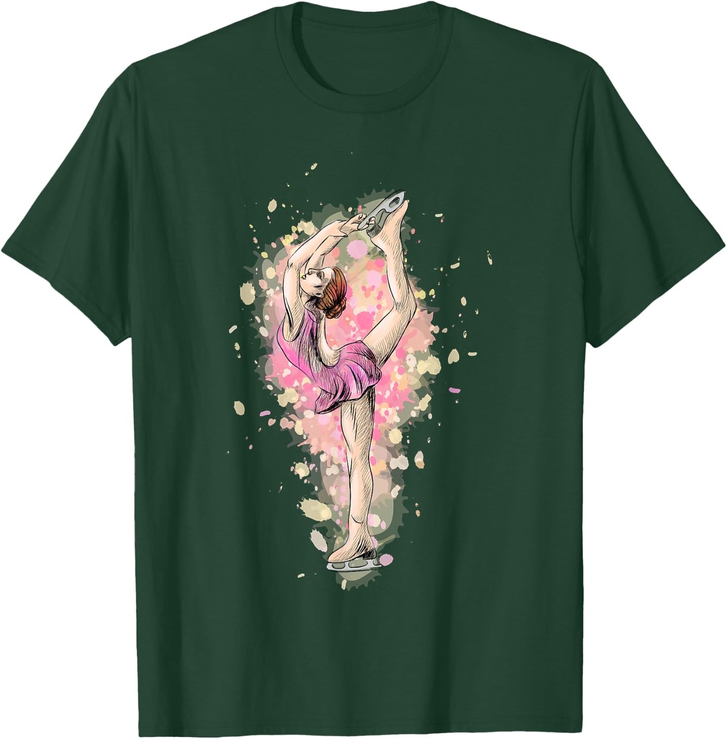 Watercolour Skating Girl T-Shirt - T-Shirt | Forest