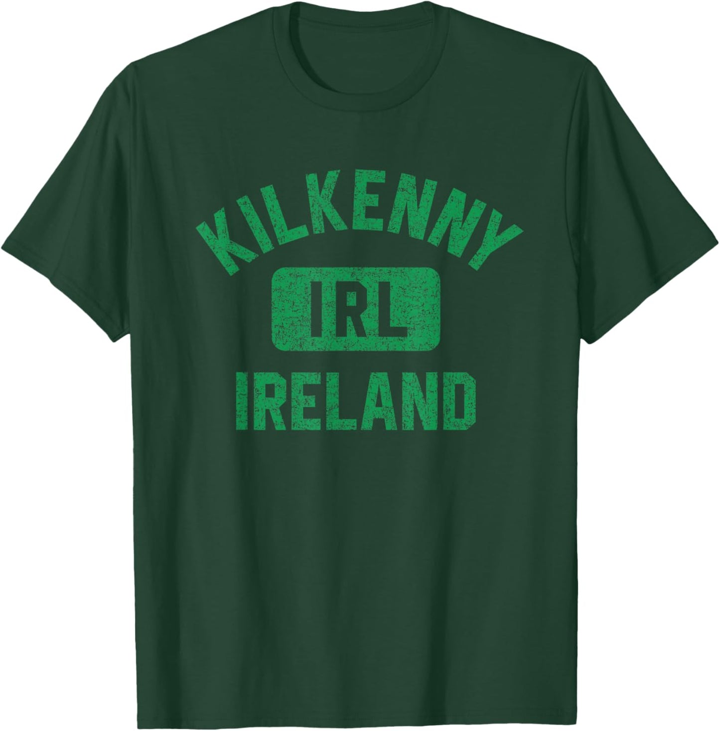 Kilkenny Ireland IRL Gym Style Distressed Green Print T-Shirt - T-Shirt | Forest