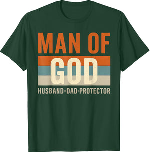 Husband Daddy Protector Hero Christian Dad Fathers Day T-Shirt - T-Shirt | Forest