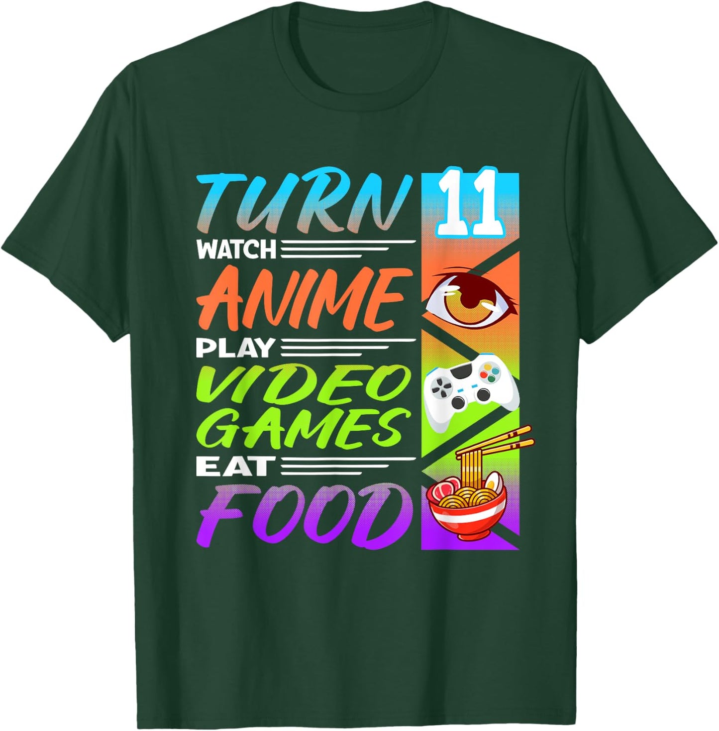 11th Birthday I Gamer I 90s Kawaii Ramen Noodles Anime T-Shirt - T-Shirt | Forest