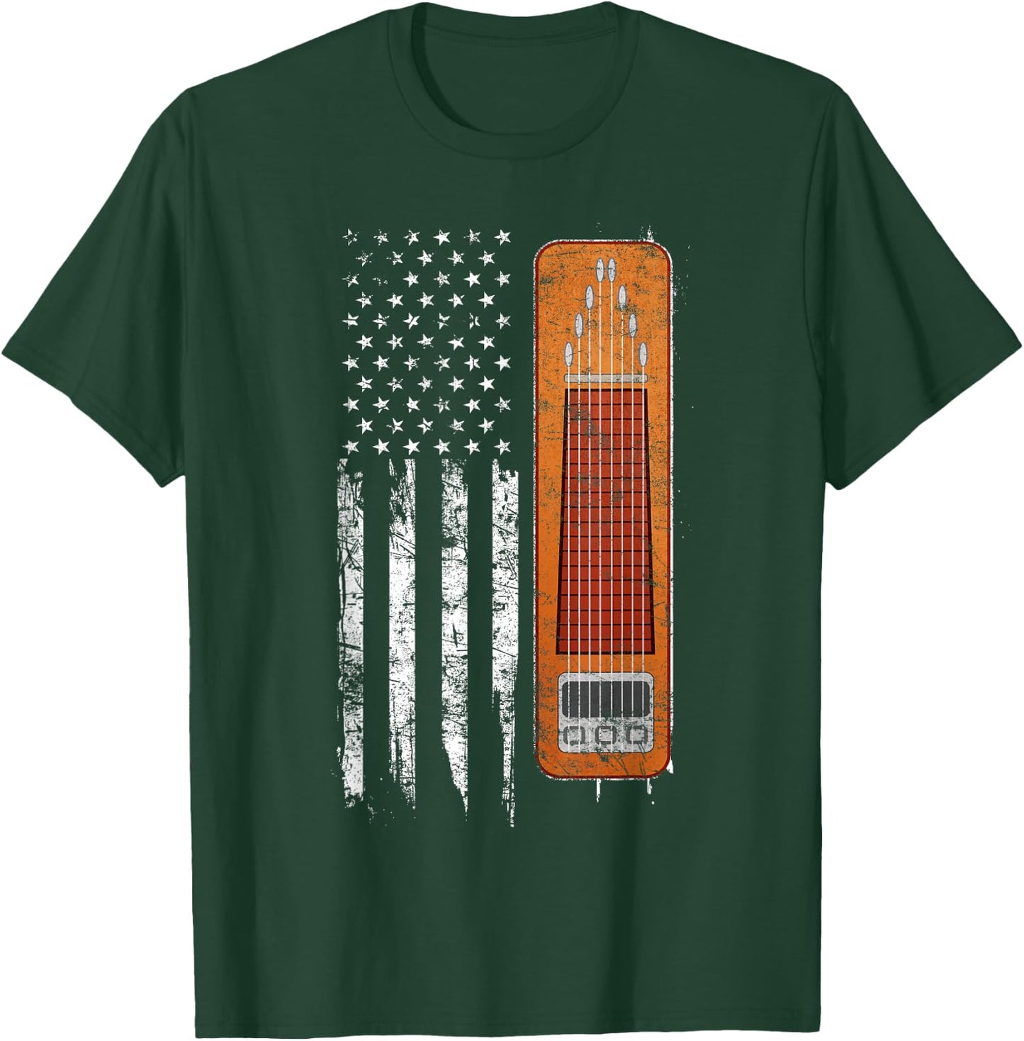 Mega Awesome Musician Shirts Vintage Pedal Steel Flag - Black, Small T-Shirt - T-Shirt | Forest