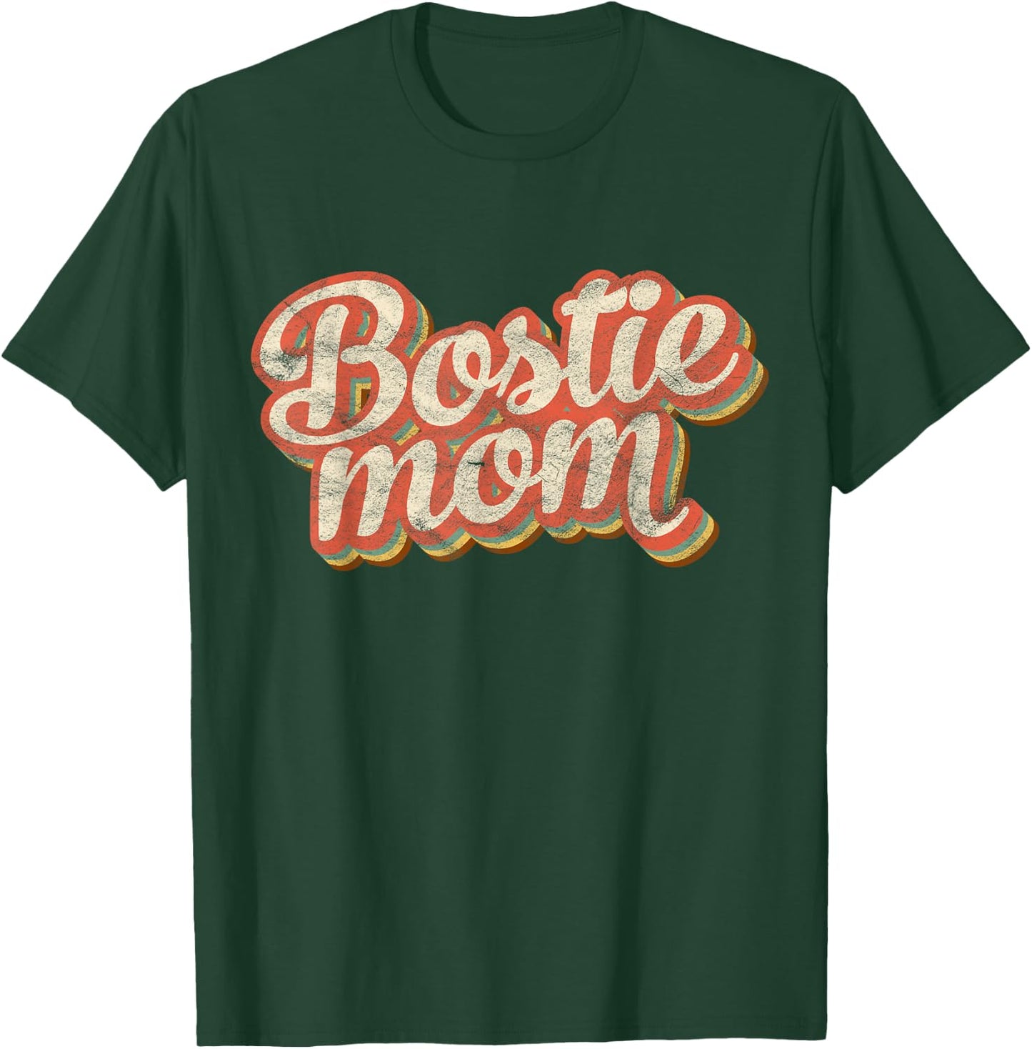 Vintage Boston Terrier Mom Gift Dog Lover Pet Bostie Mama Men Women Girls Kids T-Shirt - T-Shirt | Forest