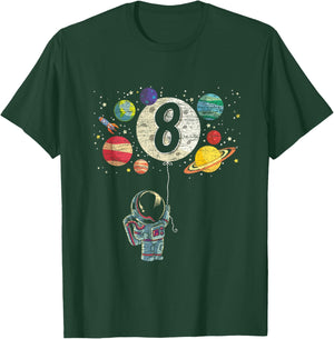 8 Years Old Birthday Boy Gifts Astronaut 8th Birthday T-Shirt - T-Shirt | Forest