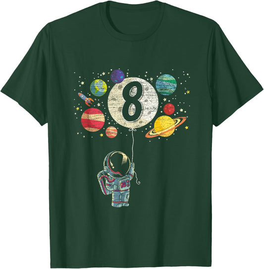 8 Years Old Birthday Boy Gifts Astronaut 8th Birthday T-Shirt - T-Shirt | Forest