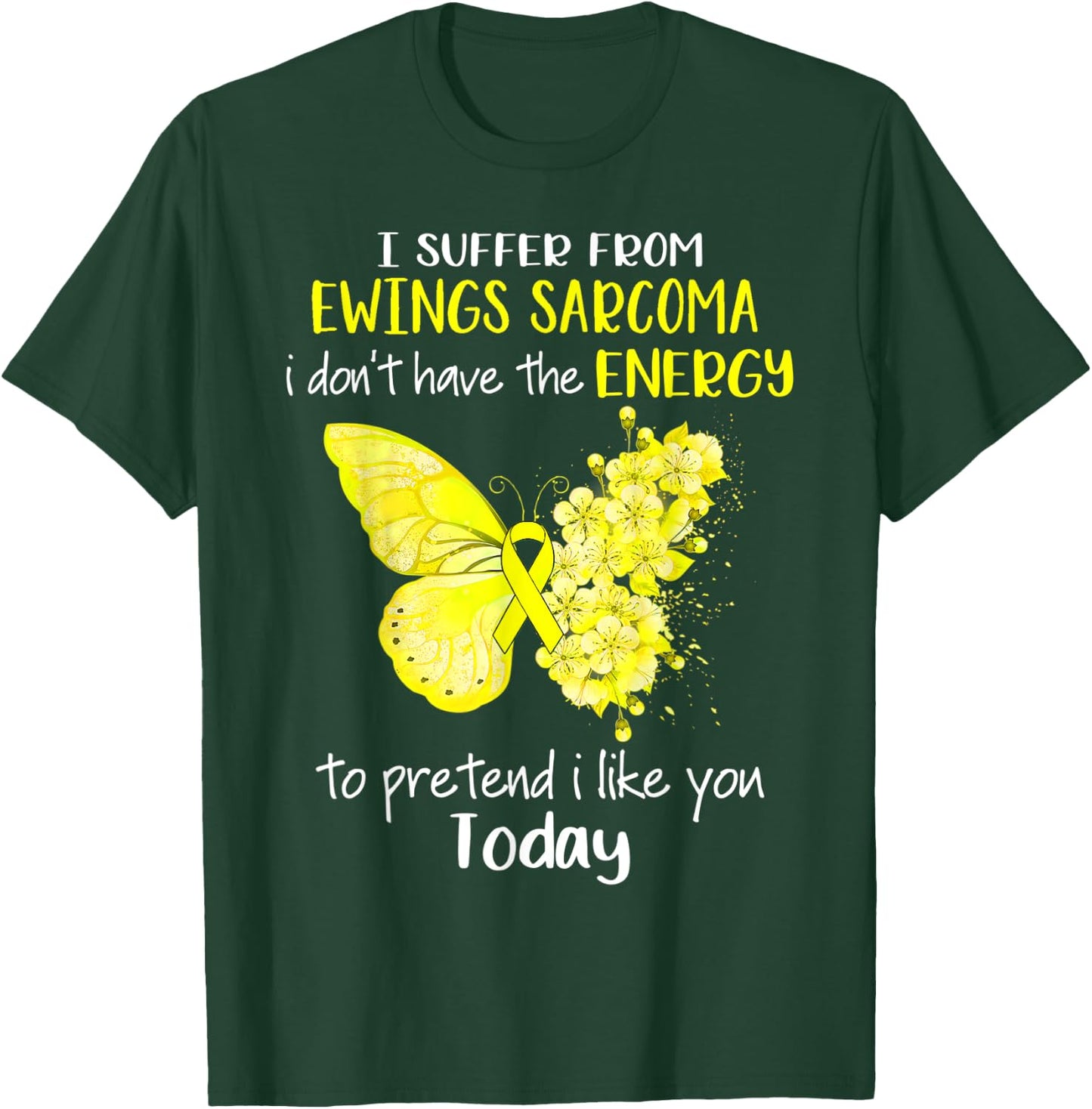 I Suffer From Ewings Sarcoma Awareness Butterfly Yellow T-Shirt - T-Shirt | Forest