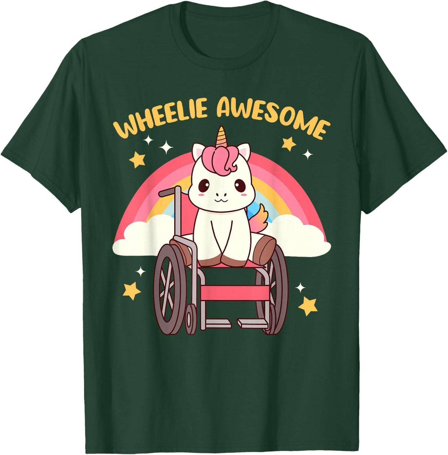 Cute Kawaii Unicorn in Wheelchair - Handicap T-Shirt - T-Shirt | Forest