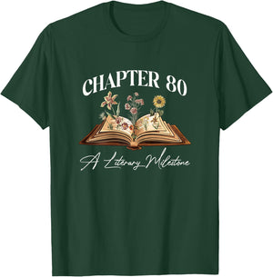 Chapter 80 Years Old 80th Birthday Wildflower Book Lover T-Shirt - T-Shirt | Forest