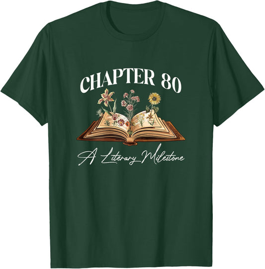 Chapter 80 Years Old 80th Birthday Wildflower Book Lover T-Shirt - T-Shirt | Forest