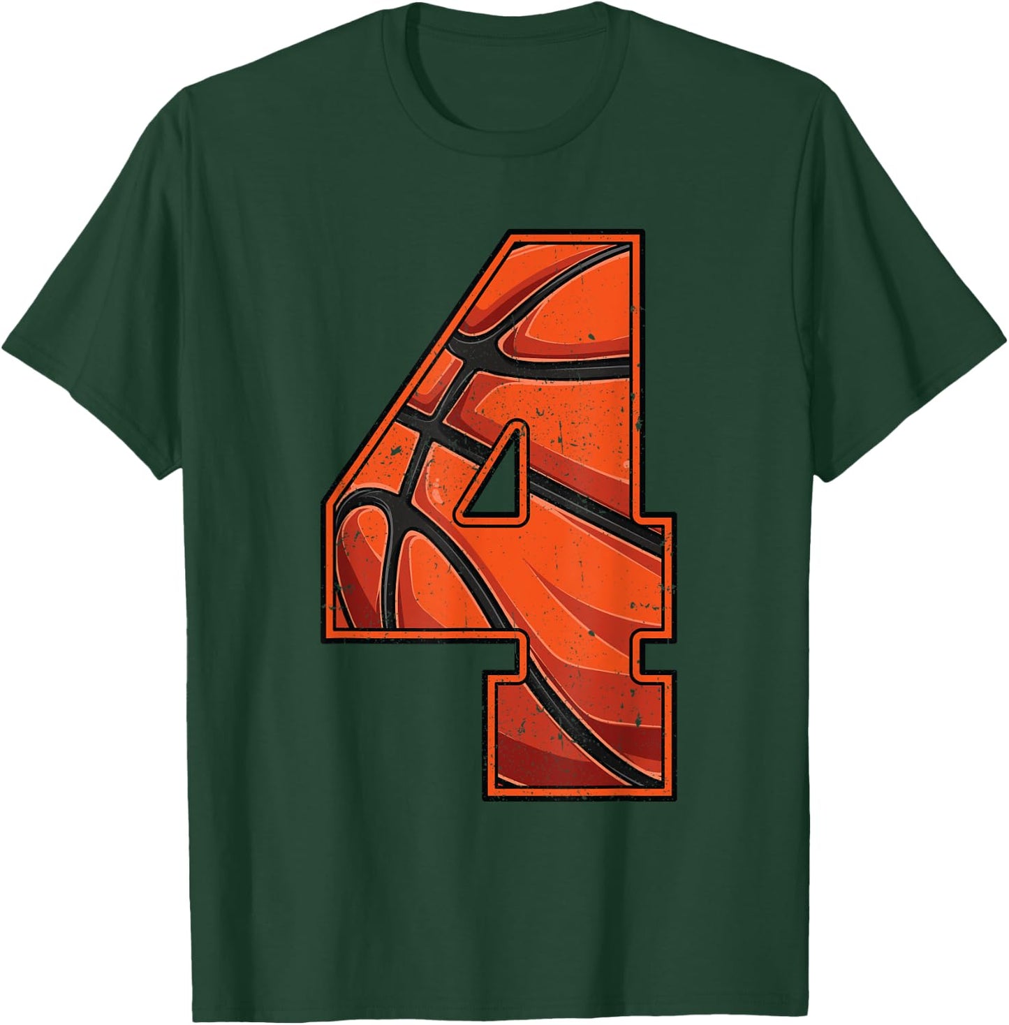 Basketball Fourth 4th Birthday Boy Girl Four 4 Years Old T-Shirt - T-Shirt | Forest