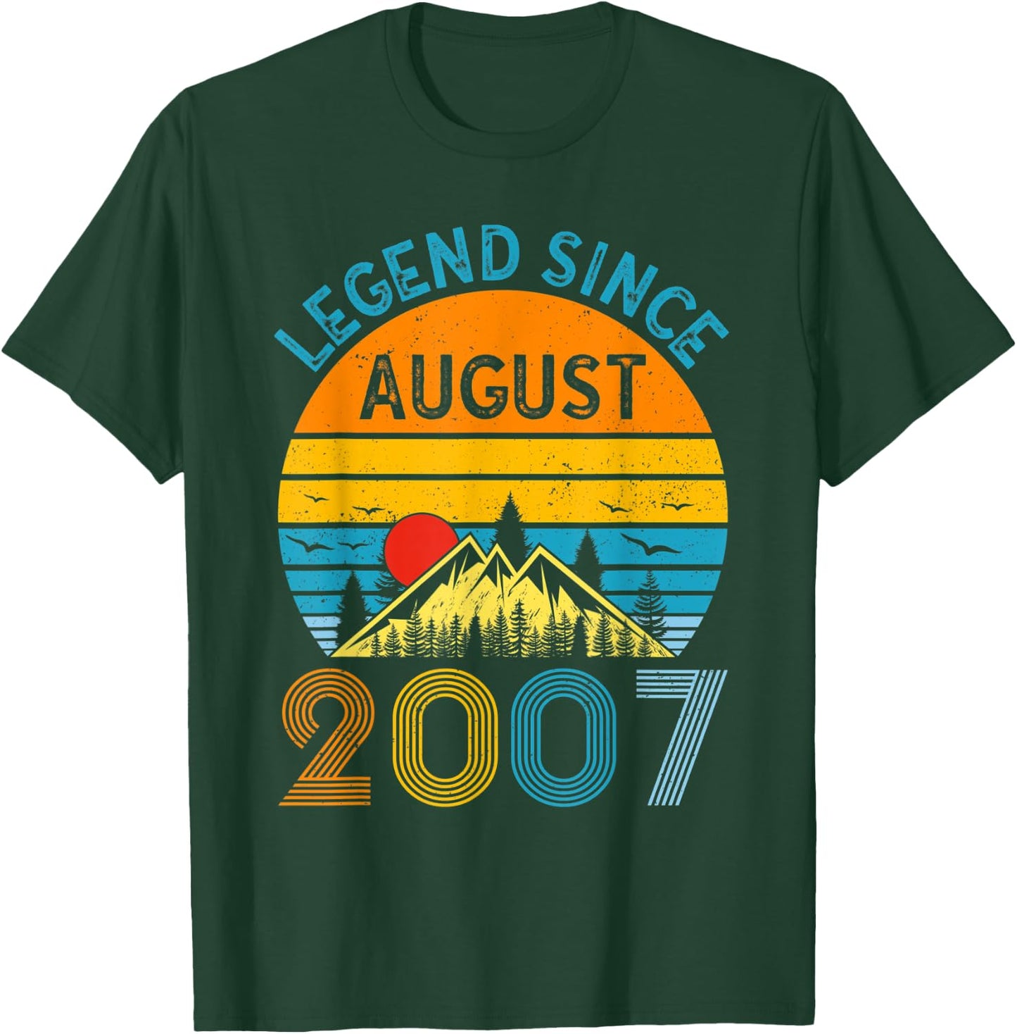 Legend Since August 2007 15th Birthday Vintage 15 Years Old T-Shirt - T-Shirt | Forest