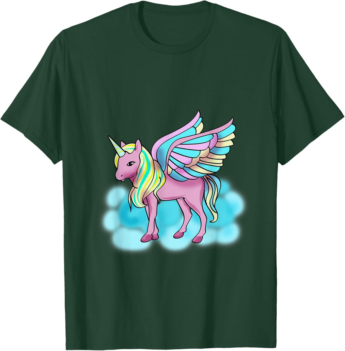 Magical Pink Pegasus with Wings - Unicorn T-Shirt - T-Shirt | Forest