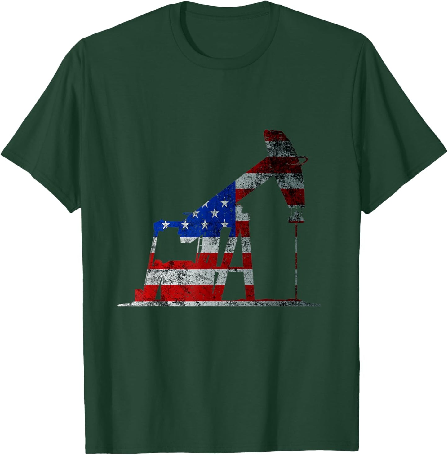Oilfield Worker Rig Drilling US Flag Oil Rig Man Oil Driller T-Shirt - T-Shirt | Forest