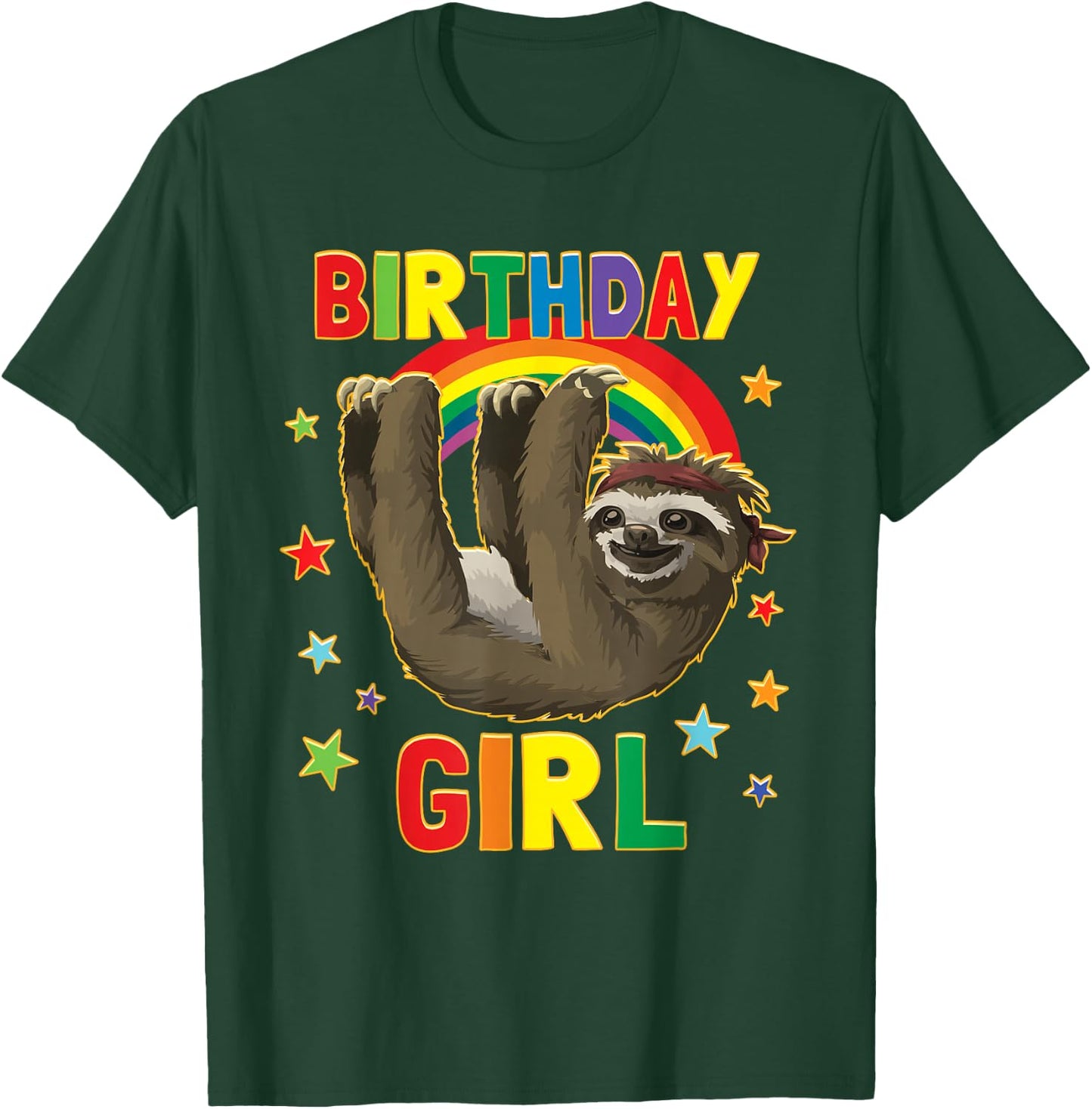 Girl Birthday Sloth B-day Party Kids Gift Sloth Lovers T-Shirt - T-Shirt | Forest